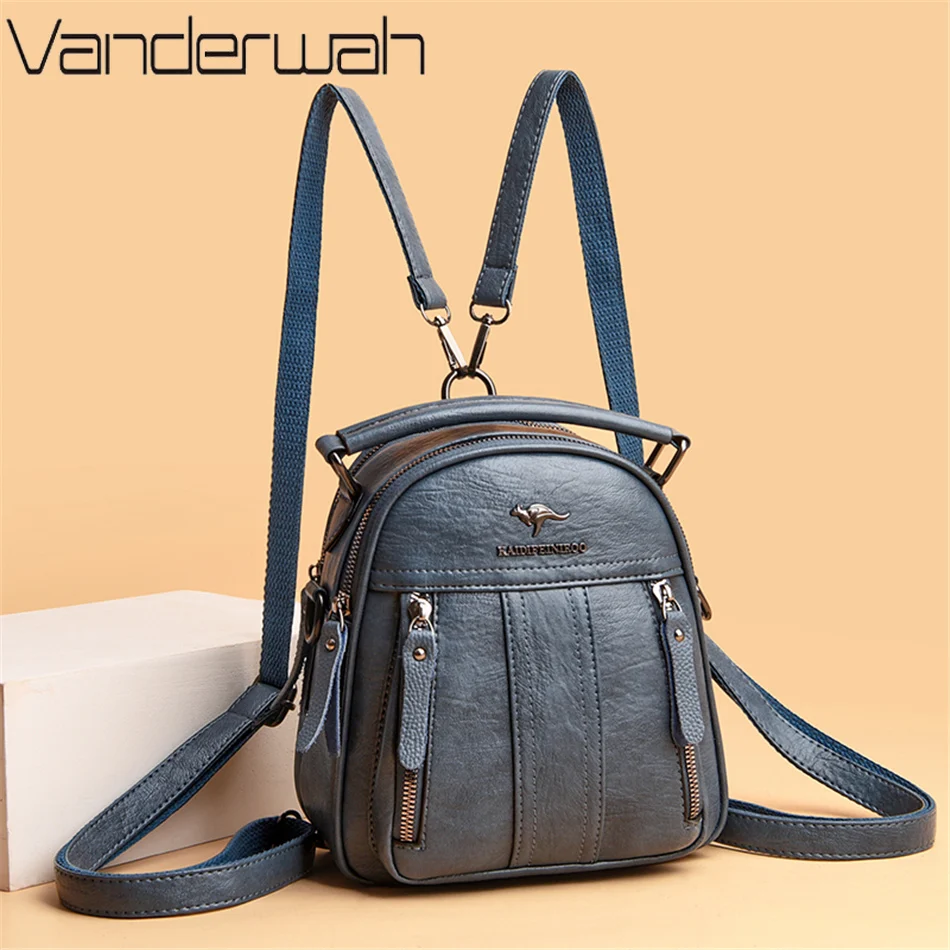 Mini Backpack Purse - 4-in-1 leren rugzakken Multifunctionele vrouwelijke schoudertas