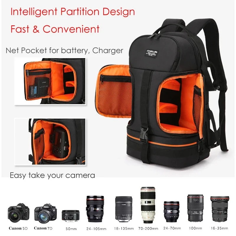 Laptop Backpack 15.6 - Waterdichte videocamera-rugzak met reflectorstrook, schokbestendige, zacht