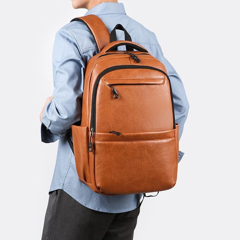 Laptop Backpack 15.6 - Premium leren zakelijke rugzak – 15,6